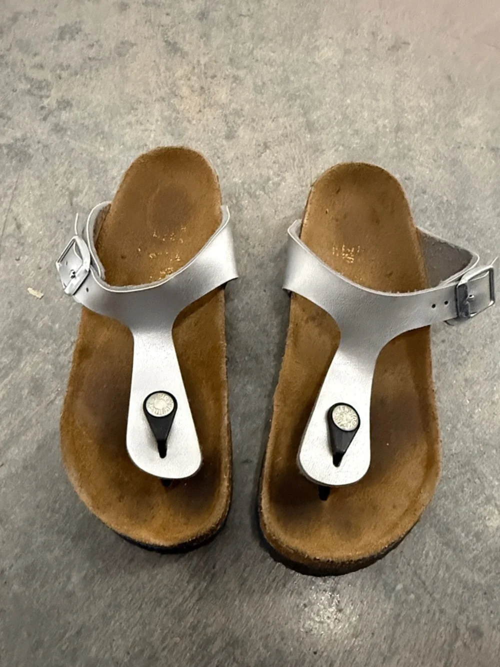 Birkenstock Silver T-Strap Kids Sandals